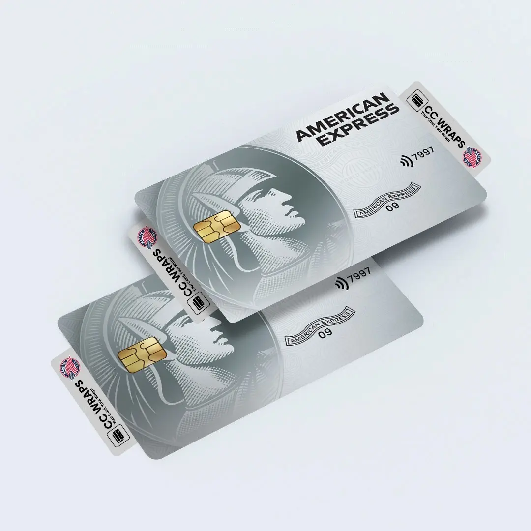 2 Pack American Express Silver Credit Debit Card Sticker Durable Vinyl Decal