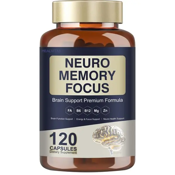 1/2/3pcs - Cognitive Brain Supplement for Memory & Focus-120 Capsules - Mental Clarity, Focus & Neuro Protection - Nootropic Blend with L-Tyrosine, Ginkgo Biloba, Bacopa Monnieri & Alpha GPC- Gluten Free - for Men & Women