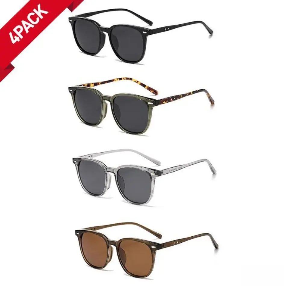 Women's 2026 New Arrival 4-Pack Ultra Light Square Sports Sunglasses - Modern Trendy, Stylish, Face-Enhancing Natural Colors, UV-Resistant, Beach Eyewear (TikTokShop Black Friday Christmas), Modern Trendy Sunglasses, Stylish Sunglasses