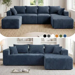 118&92.5" L/U-Shaped Modular Boneless Sectional Couch Oversized Deep-Seat No Assembly Required Suitable for Living room/Bedroom/Apartment