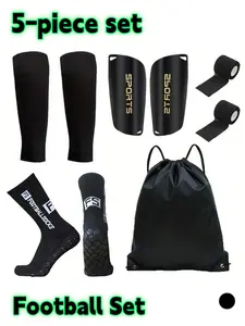 5-Piece Football Equipment Set, Shin Guards, Anti-Slip Socks, Knee Pads, Tape, Drawstring Bag, Soccer Training Equipment, Ultimate Training Gear for Men and Women