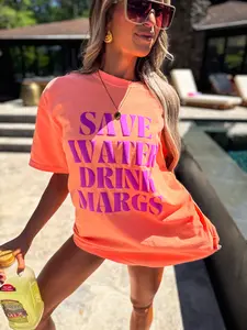 Save Water Drink Margs Vinyl Graphic on Neon Cantaloupe *Final Sale*