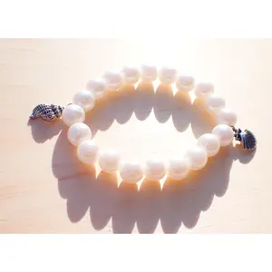 Dainty Seashell Charm Beaded Bracelet, Fashion Costume Jewelry Accessory for Women