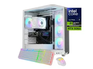iBUYPOWER Trace Gaming PC Desktop Computer Intel Core Ultra 7 265F CPU, NVIDIA GeForce RTX 5060 8GB GPU, 32GB DDR5 RAM, 1TB NVMe SSD, Windows 11 Home, Keyboard, Mouse  White
