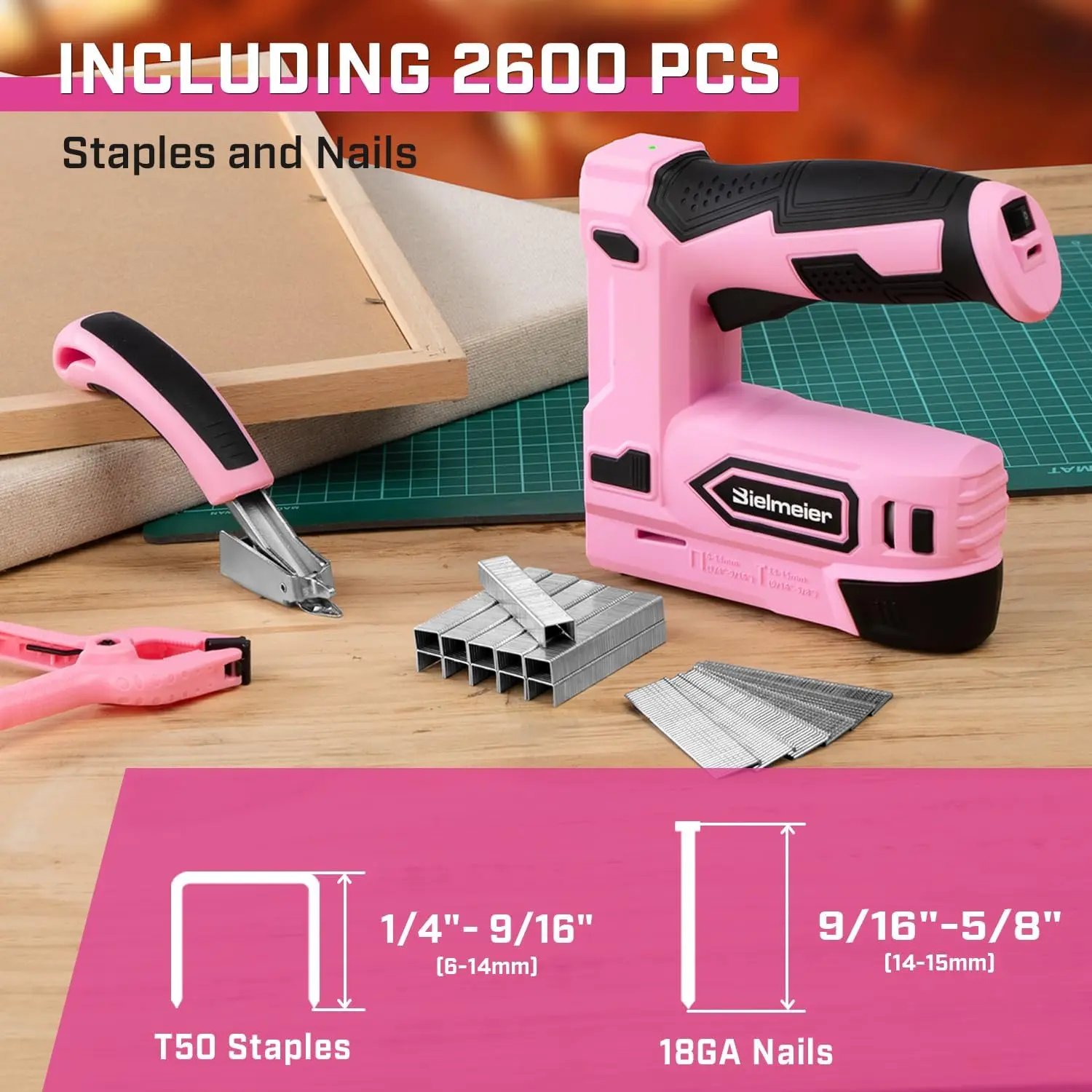 4V Portable Cordless 2-in-1 Staple Gun & Nail Gun, Battery-Powered Brad Nailer Tacker with 2600 Pcs Staples & Nails for Upholstery, Wood DIY