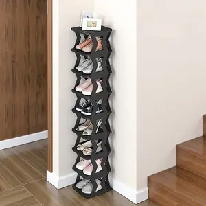 Sturdy Foldable Wooden Vertical Shoe Rack, Free-Standing Multiple-Levels Shoe Shelf, Entryway & Closet Home Organizer, Sturdy Shoe Shelf