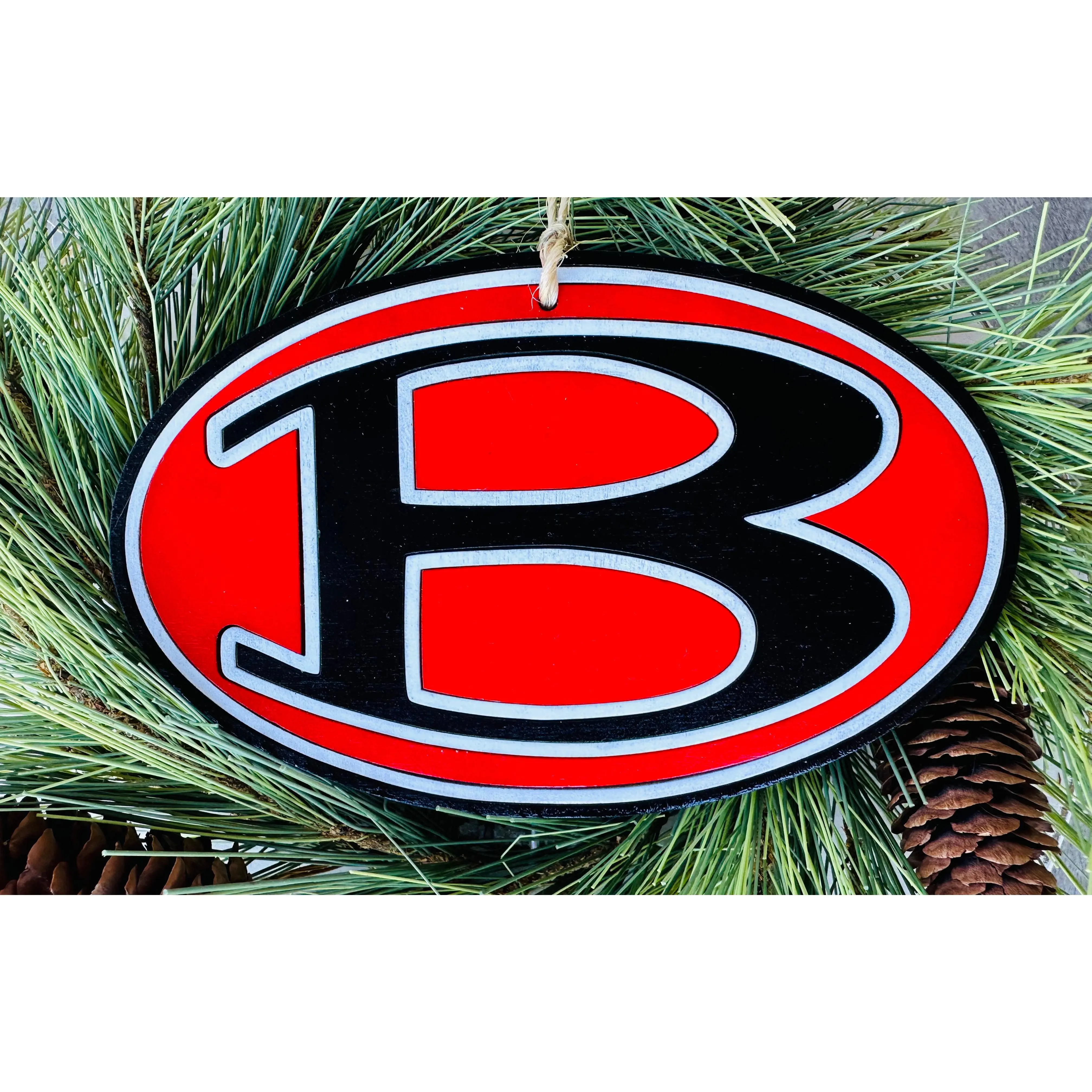 Bowdon B Christmas Ornament - 6x4 in Miniature Festive Decor, Home Decor, Team Spirit Accent with Twine Hanger, Home Holiday Party Supplies, Free Shop Pickup, Standard Shipping