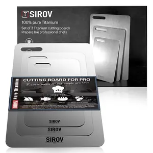 Titanium Cutting Board set of 3, 100% Pure Titanium Cutting Boards For Kitchen, Best Non Toxic chopping board, Dishwasher safe, Hygiene and Durability for Meat, Fruit, and Veggies (3PCS)