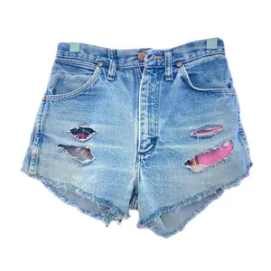 High waist Denim Shorts Pink Textile Redone
