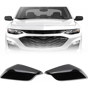 Pair Mirror Cover Compatible with 2016-2024 Chevy Chevrolet Malibu Outside Mirror Cap Trim Replacement for 84026841 84026842 Painted Plastic ABS Black