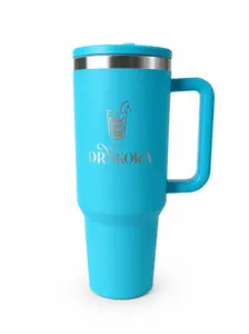 DRNKORA Premium Travel Tumbler with Handle & Straw – Lake Blue