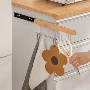 Pull Out Belt Rack for Closet, 2 Pcs Right Side 8 Hooks Sliding Hanger Rack for Bras Ties Tank Top Scarf Jewelry, Space Saving Organizer for Wardrobe Cabinet