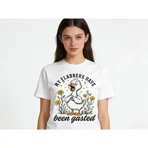 My Flabbers Have Been Gasted Tshirt, Sarcastic Goose Humor Shirt, Gag Gift Rude Goose Mood Snarky Animal Tee, Attitude Adult Humor Fun T-Shirt Casual