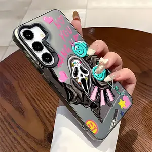 Halloween Funny Ghost Pattern Acrylic TPU mobile phone case for Samsung Galaxy S25 S24 S23 S22 PLUS ULTRA FE camera full protector fashion high quality design fingerprint resistant gift anti drop durable