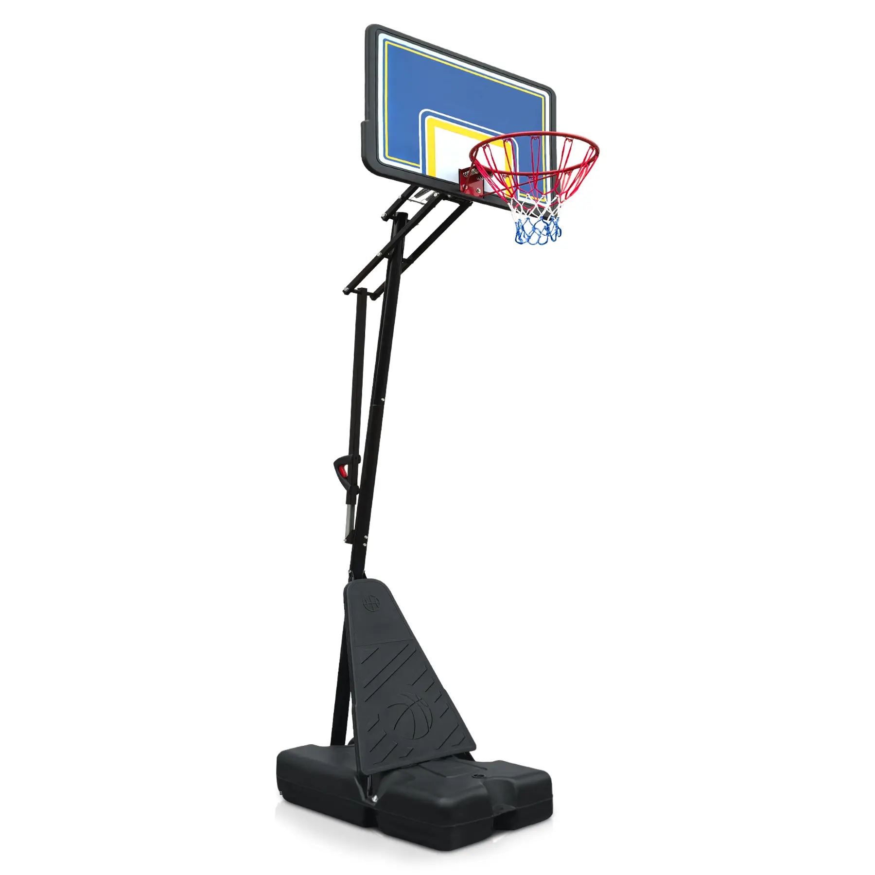 Basketball Hoop, Portable, Adjustable Height 8.04-10.01 ft, 39 in Polycarbonate Backboard, Rebound System, Indoor/Outdoor, with Wheels, for Youth & Adults, Black+Blue