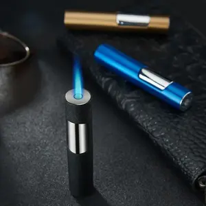2pcs Heavy-Duty Windproof Butane Lighter, Outdoor  High Flame Lighter, Portable Cylindrical Pressure Lighter, Refillable Portable Adjustable Torch, Very Suitable for Camping, Barbecue, Cooking, Welding, Cooking, Barbecue (gas Not Included)
