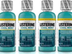Listerine Cool Mint Antiseptic Mouthwash for Bad Breath, Travel Size 3.2 oz - Pack of 6