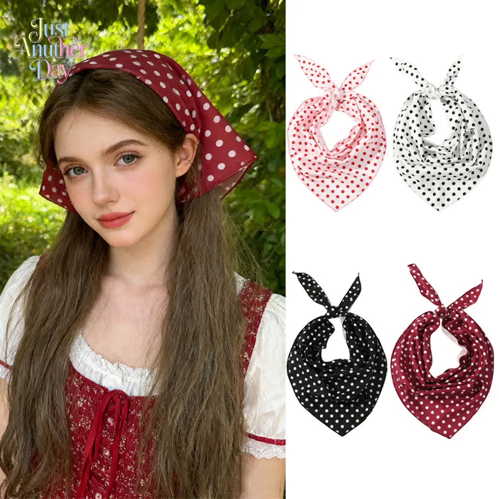 Women's Polka Dot Elastic Triangle Headband, Breathable Stretch Head Kerchief, Versatile Bandana Headwrap for Yoga, Sports, Fitness and Daily Styling