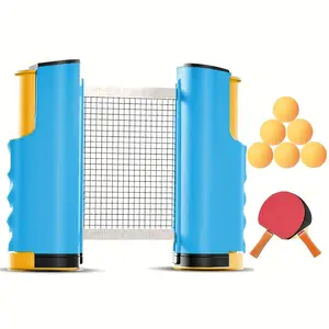 Portable Ping Pong Training Set, Including Retractable Net, 2 Counts Rackets & 6 Counts Balls, Indoor & Outdoor Table Tennis Training Equipment