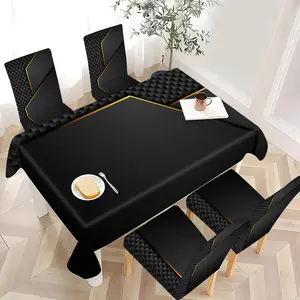 2/4/6/5/7 pieces of fashionable and high-end dining chair slipcover and tablecloth sets, thickened chair cover and tablecloth sets (1 tablecloth + 4 chair covers or 1 tablecloth + 6 chair covers), easy to care for, reusable, for home decoration