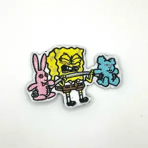 Cartoon Sponge Weightlifting Embroidered patch Cartoon Sponge Weightlifting Embroidered patch