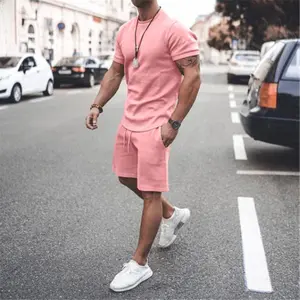 Cotton Men's Streetwear Short-Sleeve Shorts Set 2025 - Comfortable and Breathable Casual Sportwear in Large Sizes Clothes Top  Red Crewneck Menswear sets men clothing