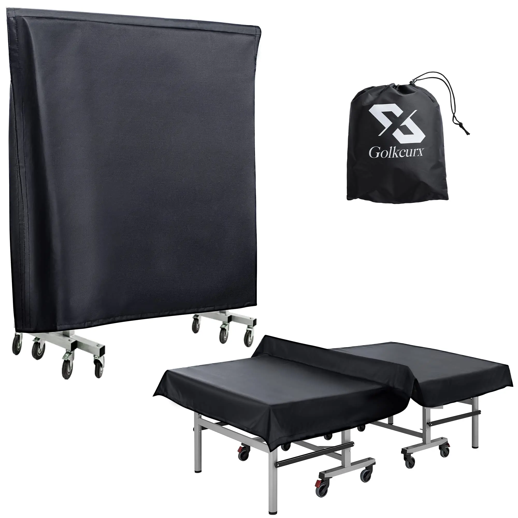 Golkcurx Ping Pong Table Cover,Table Tennis Cover Waterproof Sunproof Indoor & Outdoor Fits Universal 9x5 FT Tables (Black) (R01)