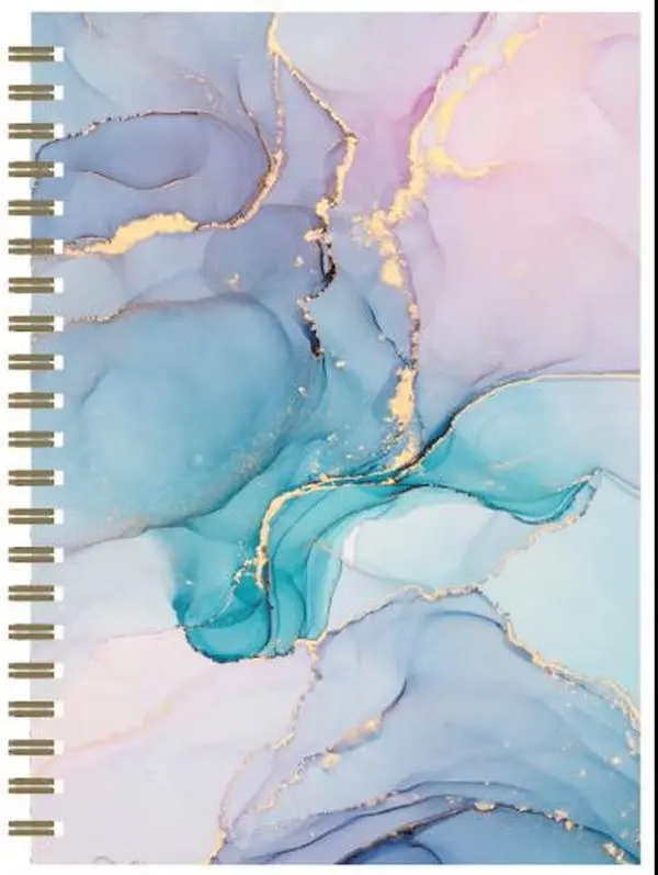 Page Publications Rectangular Spiral Coil Notebook - Abstract Pastel Marble Paper Design, Gold Accents, for Creative Writing, Note Taking (Lifestyle Enthusiasts)