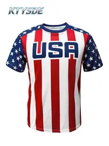 KTYSDE USA Flag Baseball Jersey Men, Retro Stars & Stripes Button Up Sports Shirt, Breathable Quick Dry Baseball Uniform