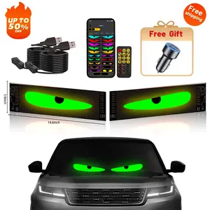 Eyes LED for Car, Devil eyes For vehicle - Smart Windshield & Headlight Kit: Bluetooth App Control, Pre-made Animations & Customizable Text Display Dashboard