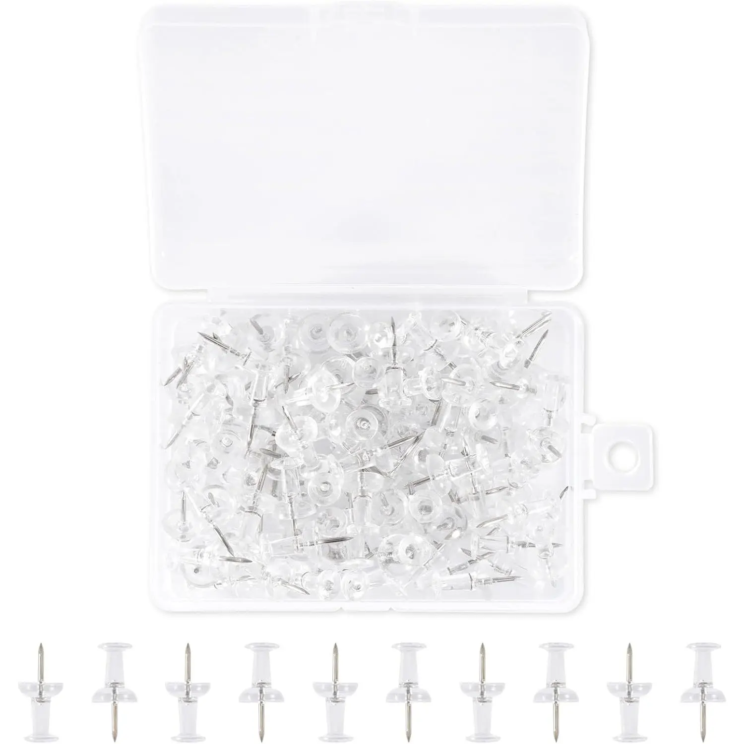 120 count Push Pins for Bulletin Board, Thumb Tacks for Cork Board, Clear Plastic , Steel Tip, Thumbtacks for Wall Poster Photo Maps Pictures Office  Decor