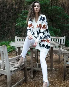 Two Tone Houndstooth Cardigan