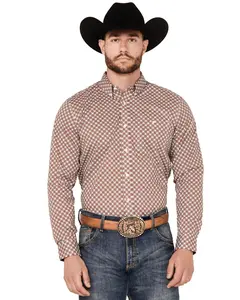 Rank 45 Men's 45&Reg; Wellington Geo Print Long Sleeve Button-Down Western Shirt - Rmfa23w36-Rylblu