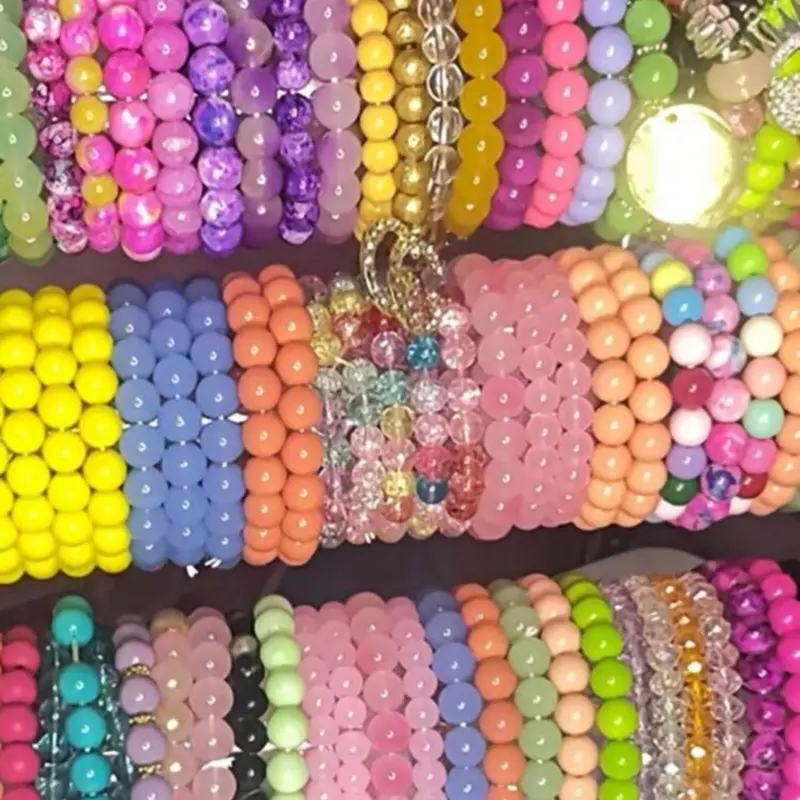 Glass Bead Handmade Stretch Bracelet Handmade For Women Men- Colorful Beads Design Handcrafted Accessory