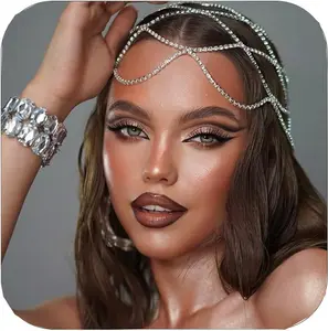 Rhinestone Mesh Headpiece Cap  Roaring 20s  Flapper  Chain Bridal Party Hair Accessories for Women Girls ()