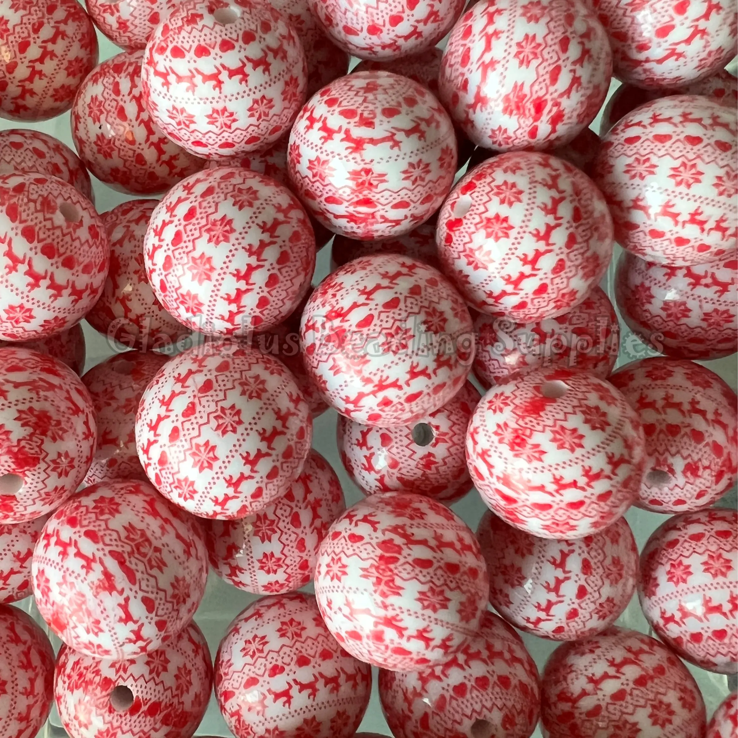 20mm Matte Red Christmas Acrylic Bead, Christmas Beads, Bubblegum Bead, Chunky Bead Round beads, Gumball Beads, Beading Supplies, Christmas Beads big beads