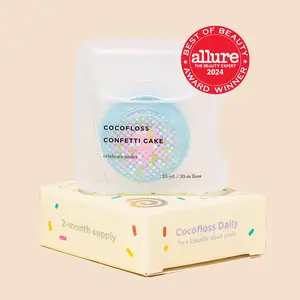 COCOLAB Confetti Cake Dental Floss - Award-Winning, 500+ Woven Fibers, Coated in Coconut Oil for Freshness & Plaque Removal - 33 Yd, 2-Month Supply