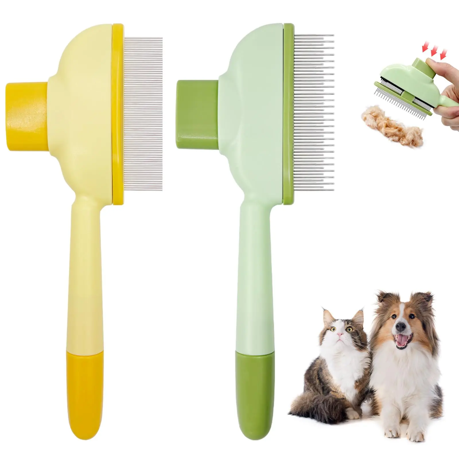 2 PCS Flea Comb for Cats Dogs Brush for Shedding Pet Hair Removal Comb with Long & Short Stainless Steel Teeth for Deshedding,couch,uproot,dematting,cathair,dogg,,slicker,Double-Sided,universal