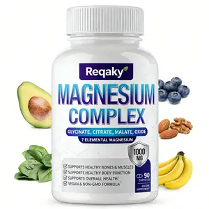 Magnesium Complex 1000mg Made with 7 Elemental Magnesium 90 Capsules Complete Chelated Mineral Supplement
