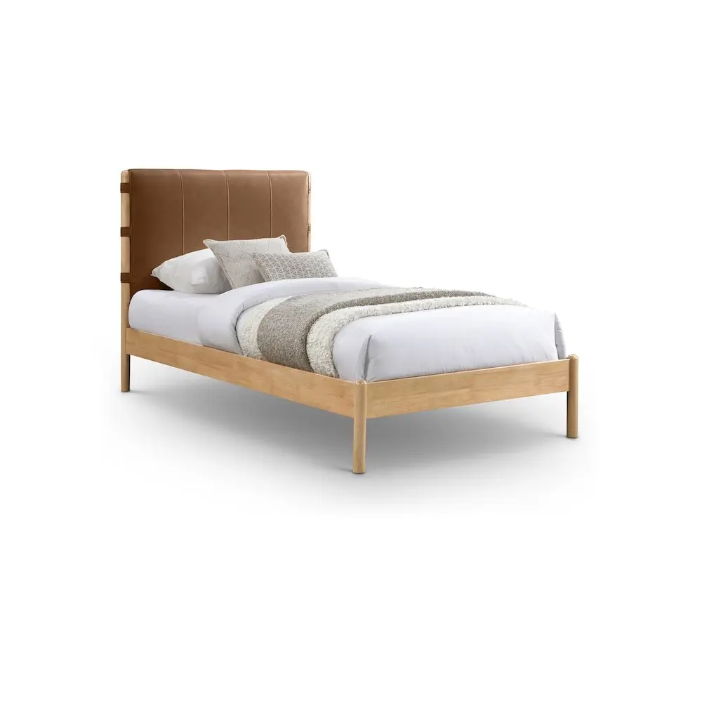 Asher Cognac Vegan Leather Twin Bed