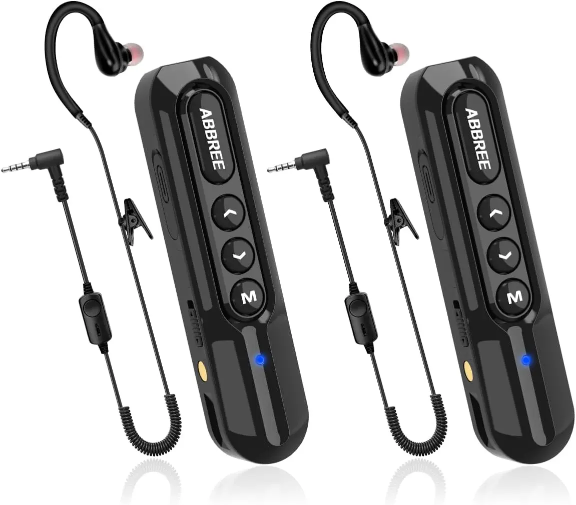 ABBREE Super Mini Walkie Talkies 2 Pack Portable Small Two Way Radio with Earpieces for Baseball Restaurant Outdoor Sports