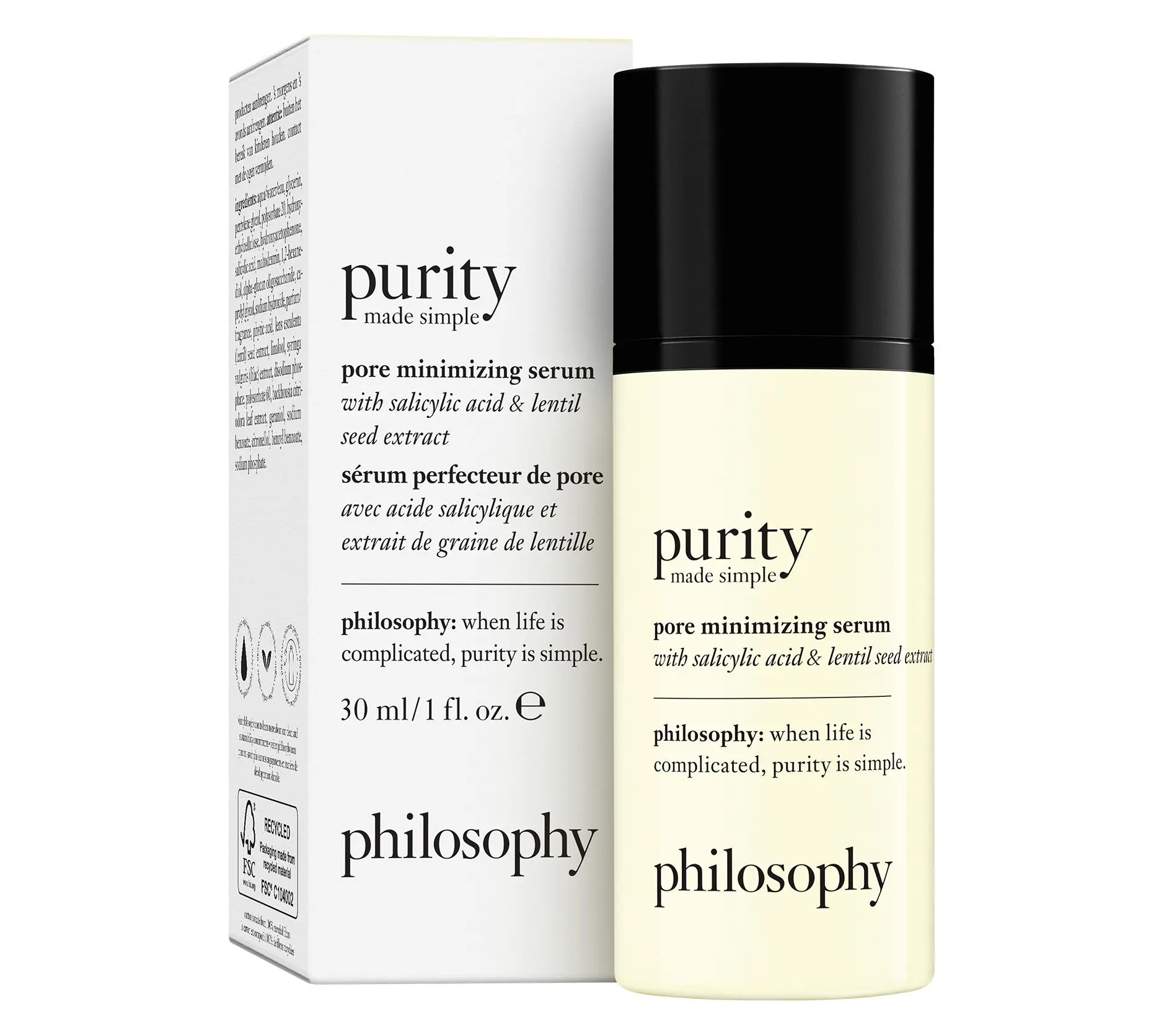 QVC philosophy 1 oz. Purity Made Simple Pore-Minimizing Facial Serum, Skincare Essence for Pore Refinement