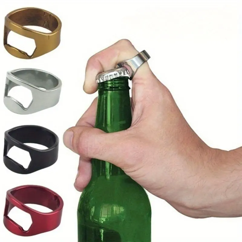 1pc Multi-Functional Colorful Stainless Steel Ring-Shape Opener Beer Bottle Opener Lid Opener
