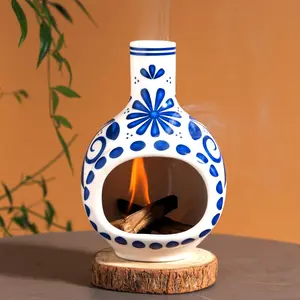 Handcrafted Mini Ceramic Palo Santo Holder with Blue Floral Design Ideal for Sage & Stick Burning Perfect Meditation Accessory Unique Home Decoration Item Incense Holder