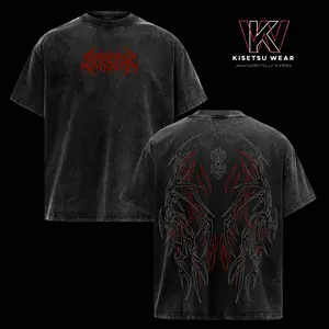 Berserk Graphic Vintage Washed Oversized Tee | Heavy Cotton Gym Pump Cover | Dark Aesthetic Unisex Streetwear & Fitness Top