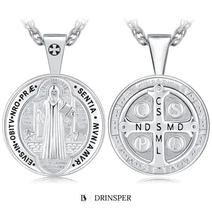 DRINSPER S925 San Benedict Amulet Necklace Sterling Silver Medalla de St Benito Necklace TikTok Shop Black Friday