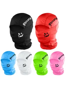 Letter & Smiley Print Full Face Ski Mask Gaiter Mask, Unisex Woven Fabric Balaclava for All Seasons, Sporty Loose-Fit Design, Ideal for Outdoor Activities