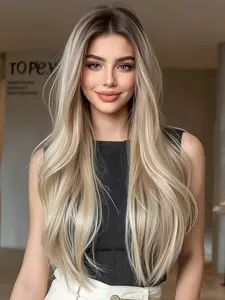 Topshe 28 Inch Handwoven Mono Long Curly Wig, Synthetic Soft Hair, Natural Parting, Suitable for All Holidays