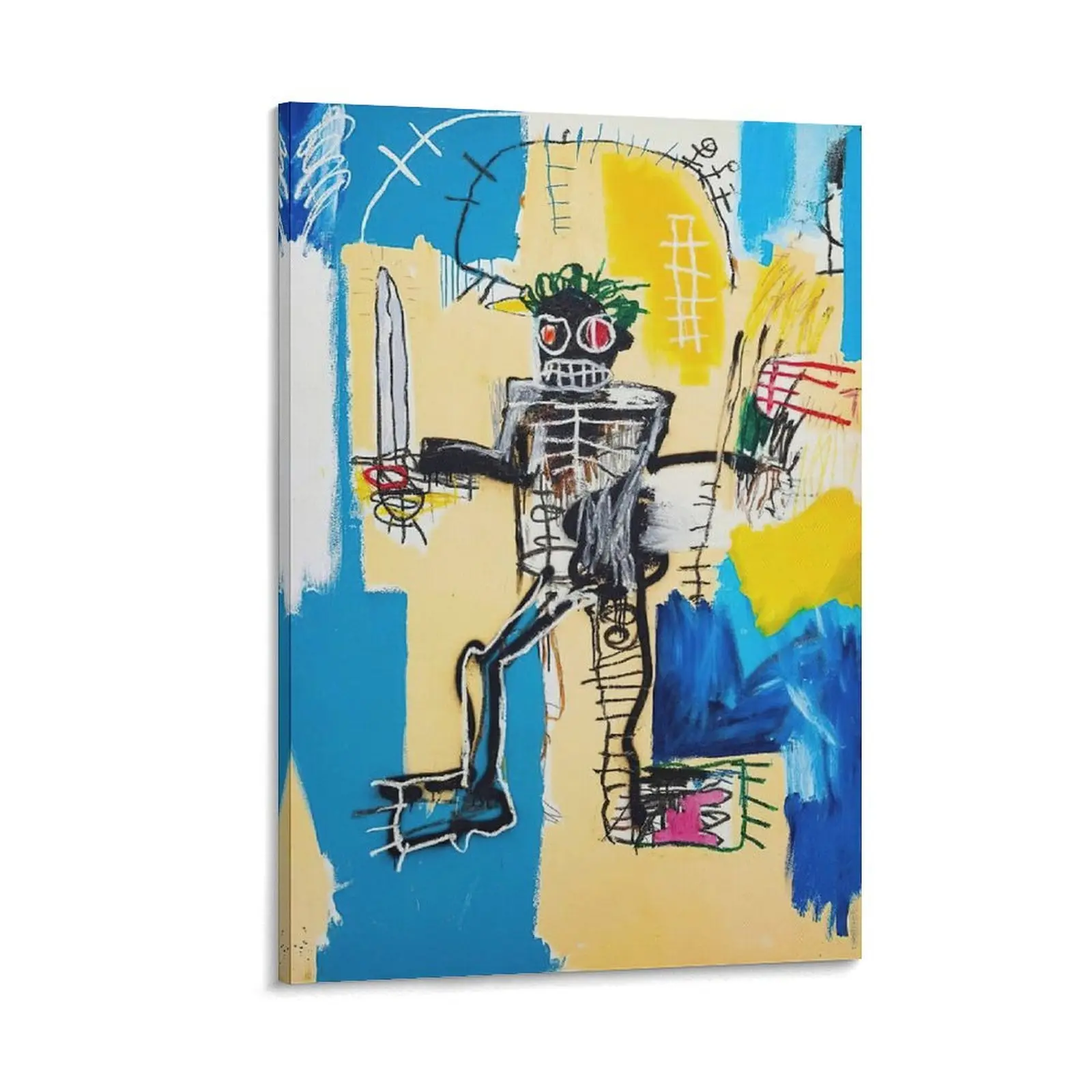 Basquiats Graffiti Poster. Street Warrior Wall Art. Canvas Printing for Decoration. Adds An Edgy And Artistic Touch. Canvas Poster Bedroom Decor Sports Landscape Office Room Decor Gift Frames Ornaments Photo Frame-.