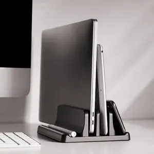 Laptop Stand Holder Compatible Macbook Computer Vertical Storage Rack Tablet Pad Support Shelf Cooling Gaming Office Desktop Dual Opening Base Computer Peripherals Display Stand